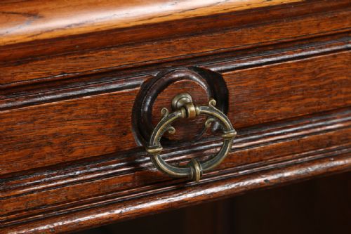 fig 4. French 5ft 2” Oak & Leather Carved Double Sided Partners Pedestal Office Writing Desk (Circa 1850)