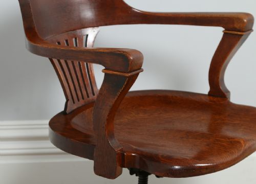 fig 3. Victorian Oak Revolving Office Desk Library Captains Chair by Shannon Company of London (Circa 1890)