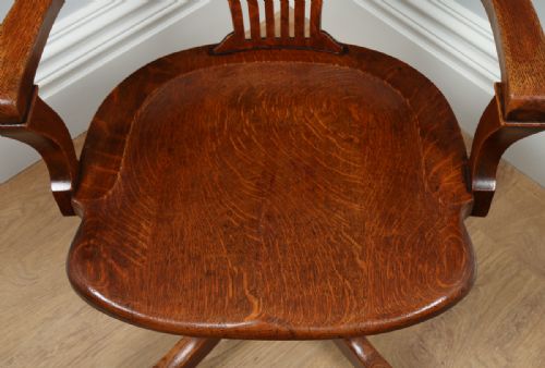fig 6. Victorian Oak Revolving Office Desk Library Captains Chair by Shannon Company of London (Circa 1890)