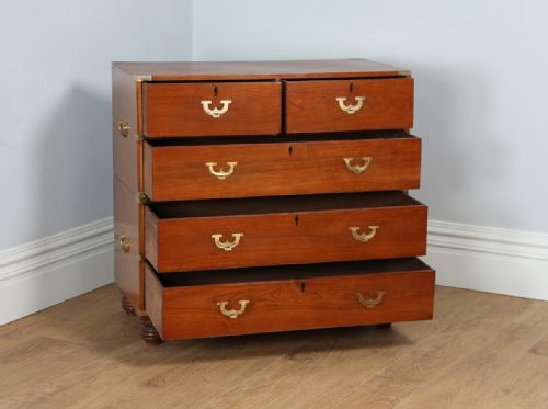 fig 5. Victorian Colonial Teak & Brass Military Officer’s Campaign Chest of Drawers (Circa 1850)