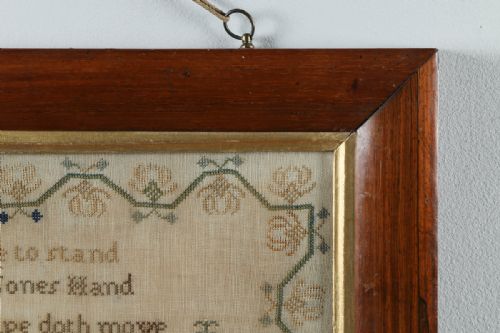fig 4. Victorian English Child’s Embroidered Needlework Tapestry Sampler Picture In Rosewood Frame (Circa 1848)