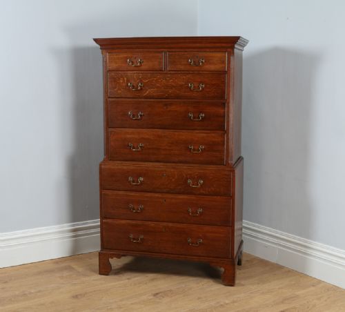 English Georgian Oak Tallboy Chest on Chest of Drawers (Circa 1760)