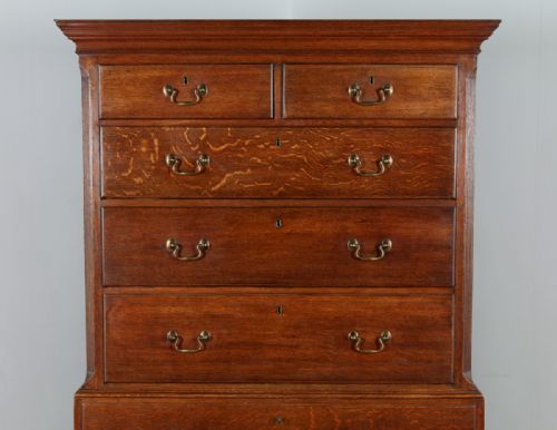 fig 1. English Georgian Oak Tallboy Chest on Chest of Drawers (Circa 1760)