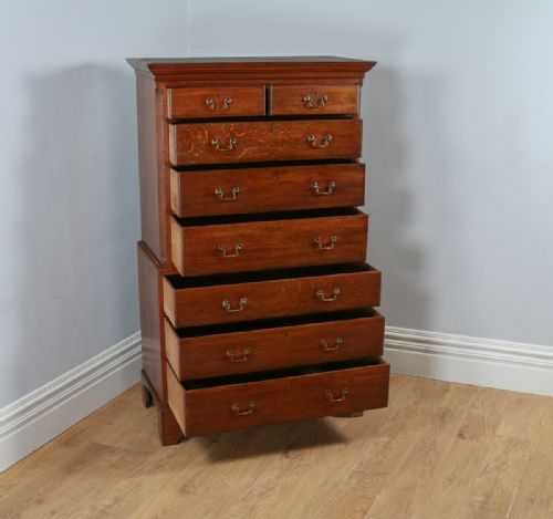 fig 7. English Georgian Oak Tallboy Chest on Chest of Drawers (Circa 1760)