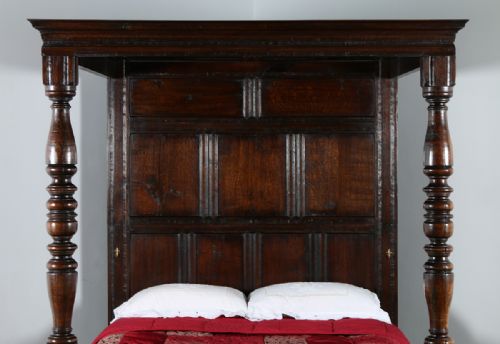 fig 2. Victorian Charles II Style King Size Oak Full Tester Four Poster Bed (Circa 1880)
