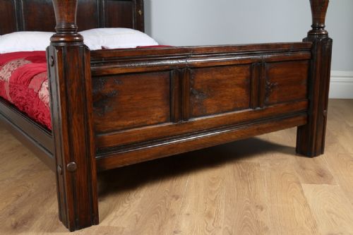 fig 3. Victorian Charles II Style King Size Oak Full Tester Four Poster Bed (Circa 1880)
