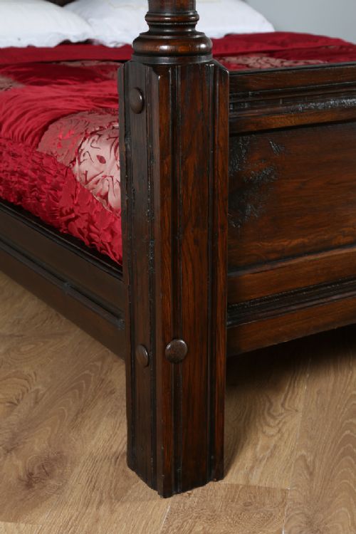 fig 8. Victorian Charles II Style King Size Oak Full Tester Four Poster Bed (Circa 1880)