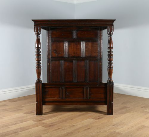 fig 10. Victorian Charles II Style King Size Oak Full Tester Four Poster Bed (Circa 1880)