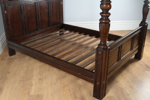 fig 11. Victorian Charles II Style King Size Oak Full Tester Four Poster Bed (Circa 1880)
