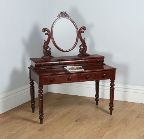Victorian Anglo Indian Colonial Teak Dressing Makeup Table with Mirror (Circa 1860)