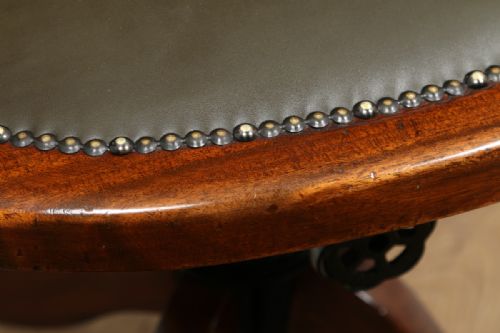 fig 7. Victorian Mahogany Revolving Office Desk Library Captains Leather Chair (Circa 1880)