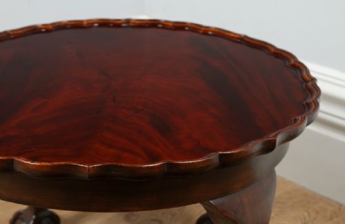 fig 5. Queen Anne Style Flame Mahogany Circular Centre Round Coffee Magazine Pie Crust Table (Circa 1920)