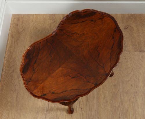 fig 1. Queen Anne Style Figured Walnut Kidney Shaped Coffee Magazine Pie Crust Table (Circa 1920)