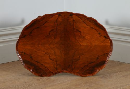 fig 2. Queen Anne Style Figured Walnut Kidney Shaped Coffee Magazine Pie Crust Table (Circa 1920)