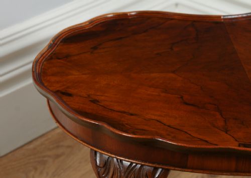 fig 3. Queen Anne Style Figured Walnut Kidney Shaped Coffee Magazine Pie Crust Table (Circa 1920)