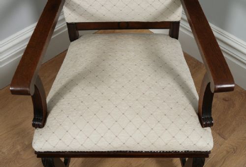 fig 7. Set of 8 Eight French Empire Oak & Walnut Upholstered High Back Kitchen Dining Chairs (Circa 1880)