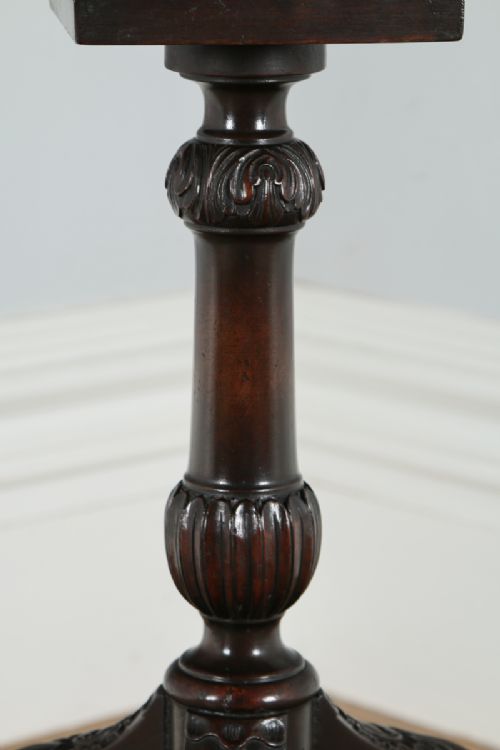 fig 5. Georgian Chippendale Style English Mahogany Tilt Top Bird Cage Pie Crust Tripod Occasional Tea Supper Wine Pedestal Circular Table (Circa 1910)