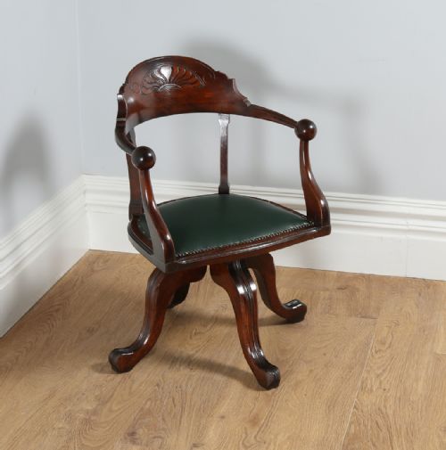 Victorian Mahogany Revolving Office Desk Library Captains Chair (Circa 1890)