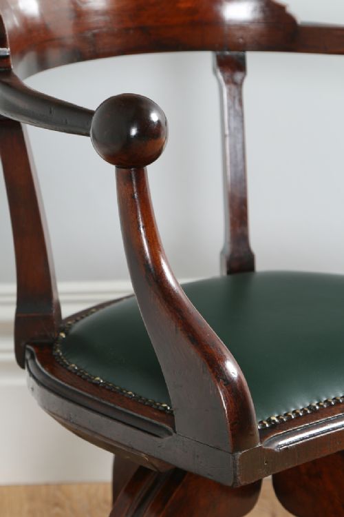 fig 4. Victorian Mahogany Revolving Office Desk Library Captains Chair (Circa 1890)