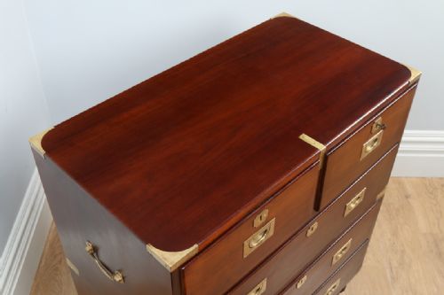 fig 1. Victorian Colonial Walnut & Brass Military Officer’s Campaign Chest of Drawers by Arthur Foley & Son of Salisbury (Circa 1890)