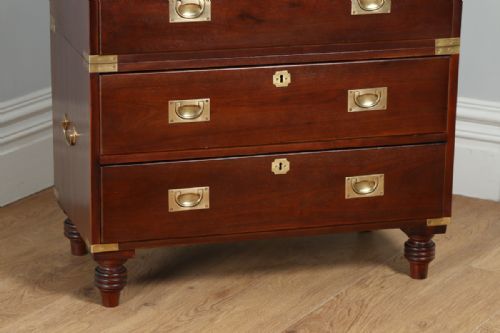 fig 3. Victorian Colonial Walnut & Brass Military Officer’s Campaign Chest of Drawers by Arthur Foley & Son of Salisbury (Circa 1890)