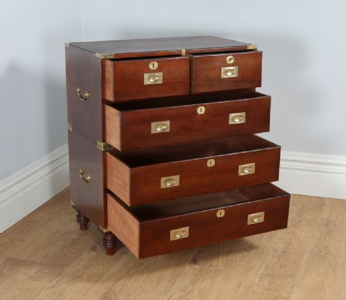 fig 7. Victorian Colonial Walnut & Brass Military Officer’s Campaign Chest of Drawers by Arthur Foley & Son of Salisbury (Circa 1890)