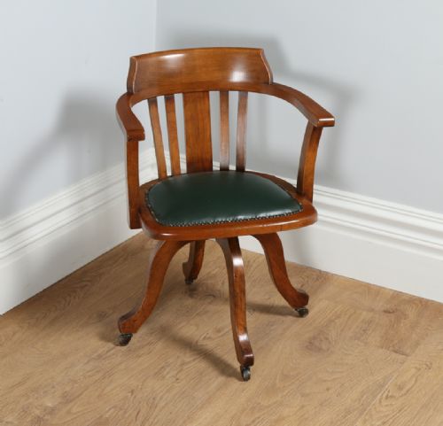 Edwardian Beech Revolving Office Desk Library Captains Armchair Chair (Circa 1910)