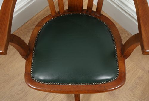 fig 7. Edwardian Beech Revolving Office Desk Library Captains Armchair Chair (Circa 1910)