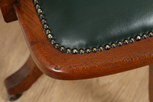 fig 8. Edwardian Beech Revolving Office Desk Library Captains Armchair Chair (Circa 1910)