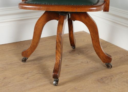 fig 9. Edwardian Beech Revolving Office Desk Library Captains Armchair Chair (Circa 1910)