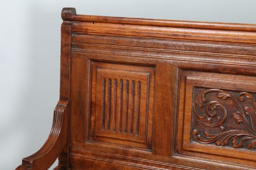 fig 1. Edwardian Walnut Box Settle Hall Seat Monks Bench (Circa 1910)