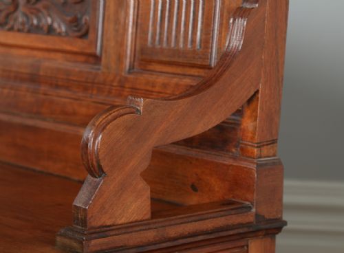 fig 3. Edwardian Walnut Box Settle Hall Seat Monks Bench (Circa 1910)