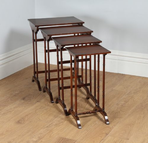 Edwardian Set of Four Quartetto Mahogany Nest of Coffee Side Wine Lamp Tables (Circa 1900)