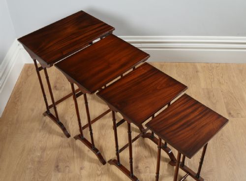 fig 1. Edwardian Set of Four Quartetto Mahogany Nest of Coffee Side Wine Lamp Tables (Circa 1900)