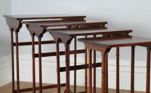 fig 2. Edwardian Set of Four Quartetto Mahogany Nest of Coffee Side Wine Lamp Tables (Circa 1900)