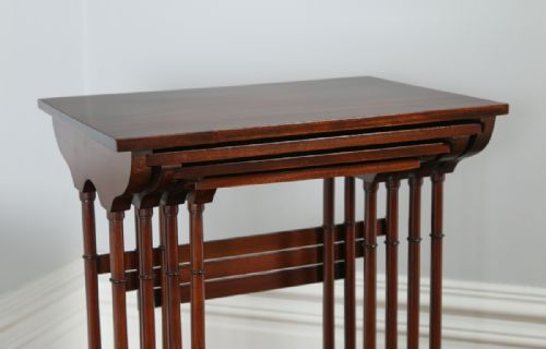 fig 6. Edwardian Set of Four Quartetto Mahogany Nest of Coffee Side Wine Lamp Tables (Circa 1900)
