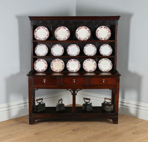 Georgian Carmarthenshire South Wales / Welsh Oak Farmhouse Joined High Potboard / Pot Board Dresser Base & Rack (Circa 1750)