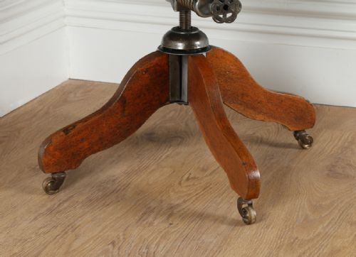 fig 7. Victorian Oak Revolving Office Desk Library Captains Green Leather Chair (Circa 1890) by Alfred Allen Furnishing Expert of Hill St. and John Bright St. of Birmingham