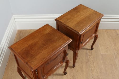 fig 1. Pair of French Louis XV1 Revival Oak Bedside Cupboards Cabinets Tables Night Lamp Stands