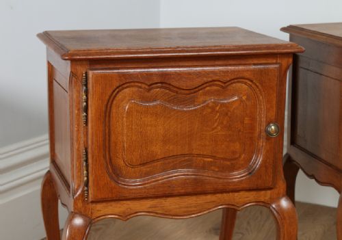 fig 2. Pair of French Louis XV1 Revival Oak Bedside Cupboards Cabinets Tables Night Lamp Stands