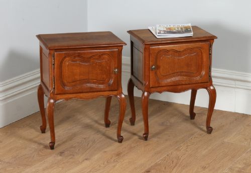 Pair of French Louis Xv1 Revival Oak Bedside Cupboards Cabinets Tables Night Lamp Stands