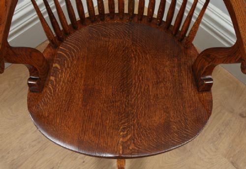 fig 6. Victorian Oak Revolving Office Desk Library Captains Chair (Circa 1890)