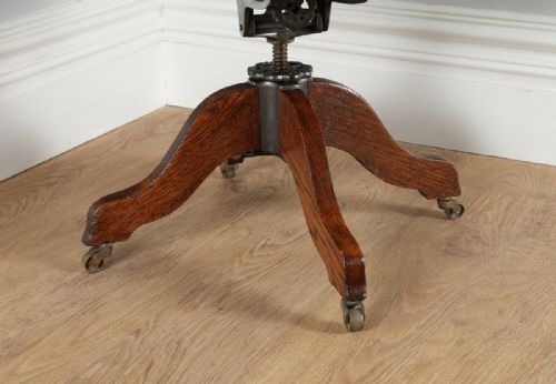 fig 8. Victorian Oak Revolving Office Desk Library Captains Chair (Circa 1890)