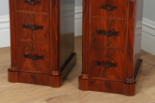 fig 7. Pair of Antique Victorian Flame Mahogany Bedside Chests Pot Cupboards Night Stands Cabinets (Circa 1860)
