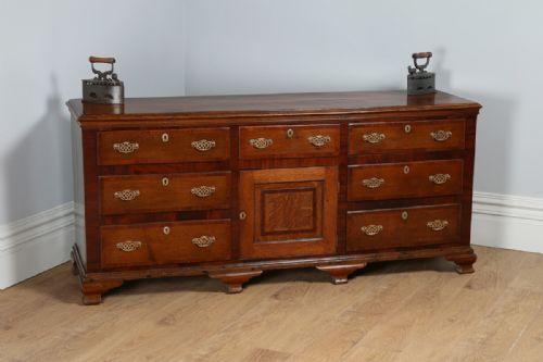 George III Oak & Mahogany Cheshire Dresser Sideboard Cupboard Base (Circa 1780 - 1800)