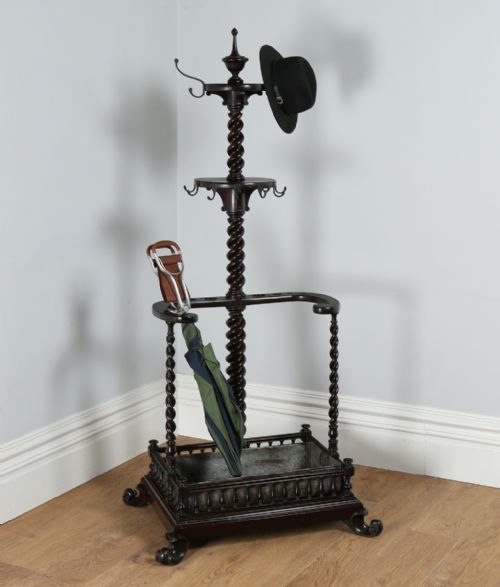 Victorian Anglo Indian Colonial Mahogany Coat, Hat, Stick & Umbrella Hallstand / Hatstand / Hall Stand / (Circa 1880)