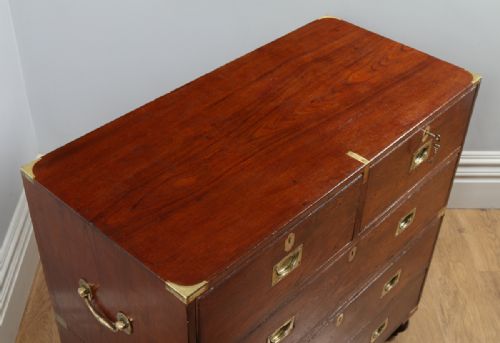 fig 1. Victorian Colonial Anglo Indian Teak & Brass Military Officer’s Campaign Chest of Drawers (Circa 1880)