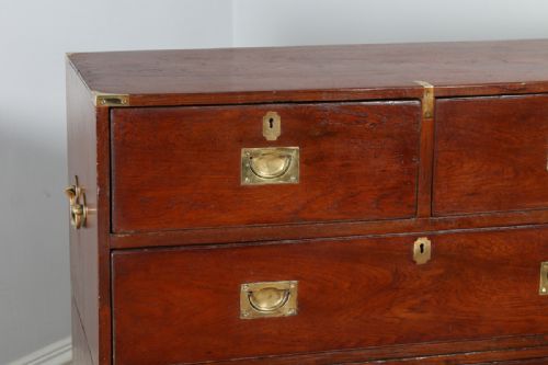 fig 2. Victorian Colonial Anglo Indian Teak & Brass Military Officer’s Campaign Chest of Drawers (Circa 1880)