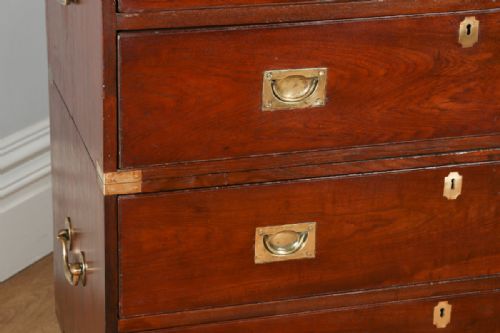 fig 3. Victorian Colonial Anglo Indian Teak & Brass Military Officer’s Campaign Chest of Drawers (Circa 1880)