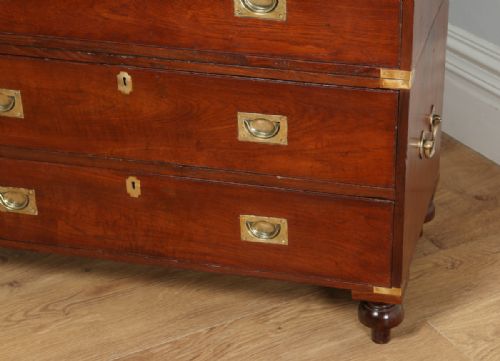 fig 4. Victorian Colonial Anglo Indian Teak & Brass Military Officer’s Campaign Chest of Drawers (Circa 1880)